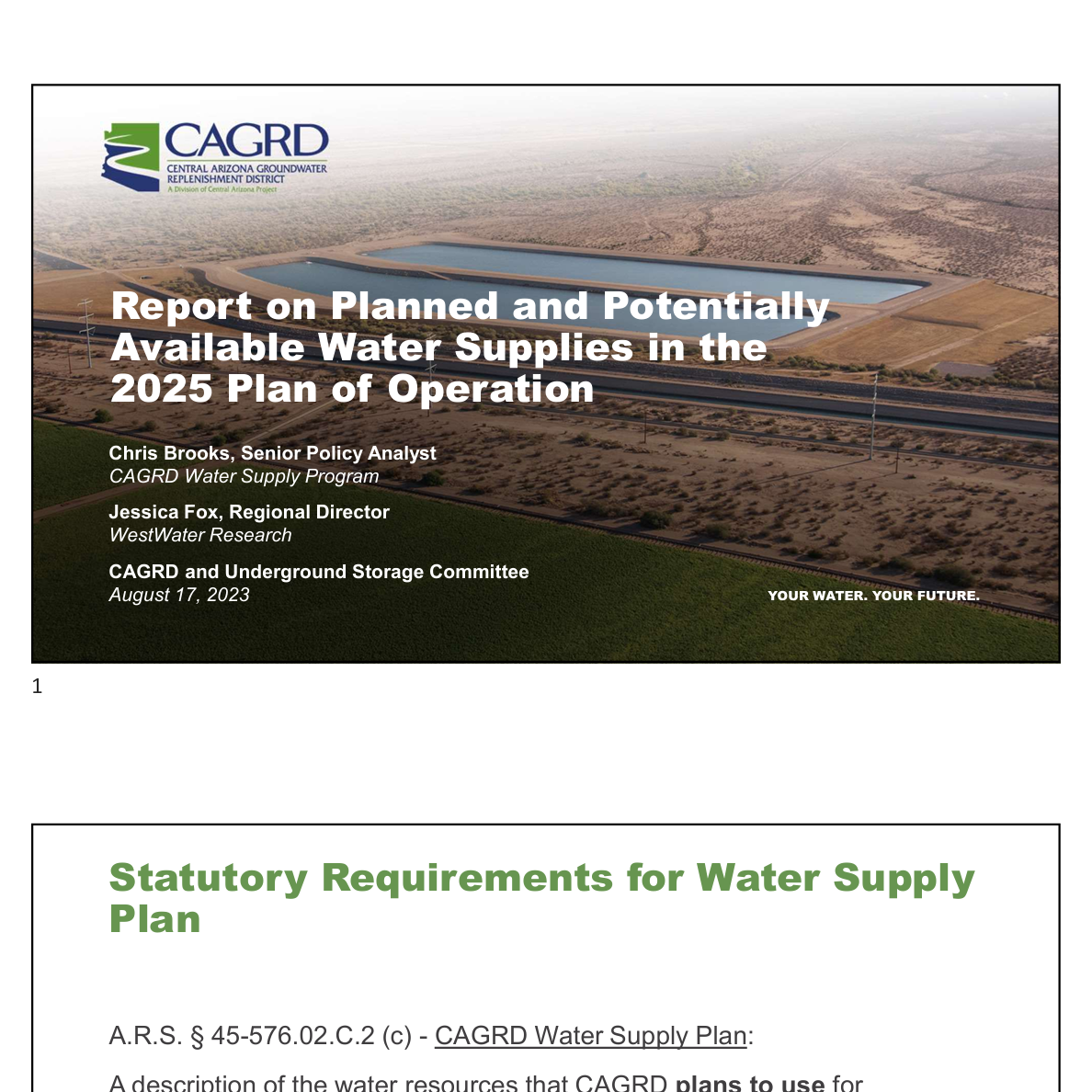 Report on Planned and Potentially  Available Water Supplies in the  2025 Plan of Operation