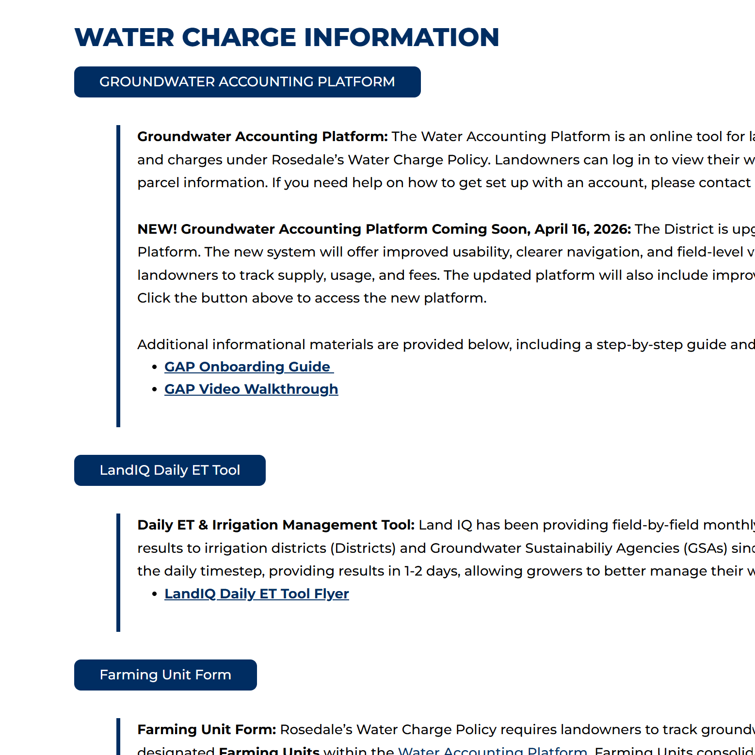 Water Charge Information